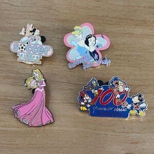 Disney Character Pin Collection with Pink and Blue Accents
